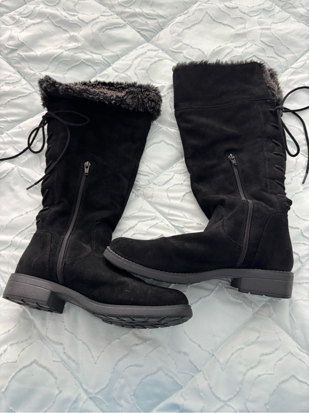 Target Black Faux-Fur Trim Knee-High Winter Boots